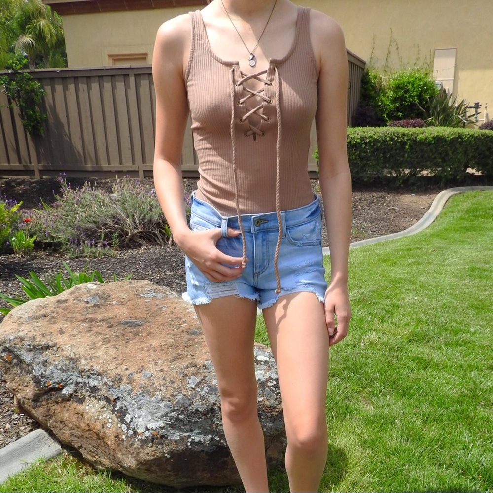 CLEARANCE-FIRM‼️ Tie me up Bodysuit-Mocha - Picture 5 of 7